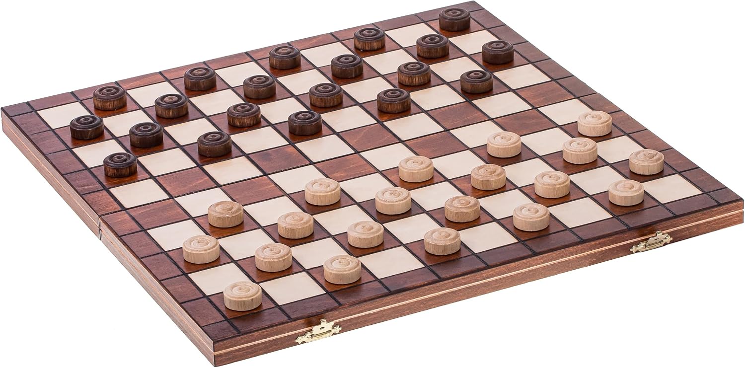 Square - Jeux Dames en Bois - Damier 100 Cases - 40 x 40cm