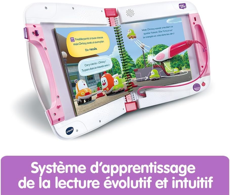 MagiBook Starter Pack Rose, Lecteur Interactif de Livres Éducatifs, Système d'apprentissage de la Lecture Tactile et Ludique, Cadeau Enfant de 2 Ans à 8 Ans, Rose - Contenu en Français Unique