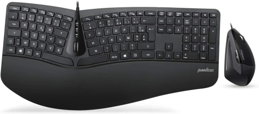 PERIDUO-505, Combo Ergonomique, Clavier et Souris Filaire USB pour Windows - Souris Vertical à Molette de défilement inclinable, Repose Poignet réglable, AZERTY… Filiare Noir
