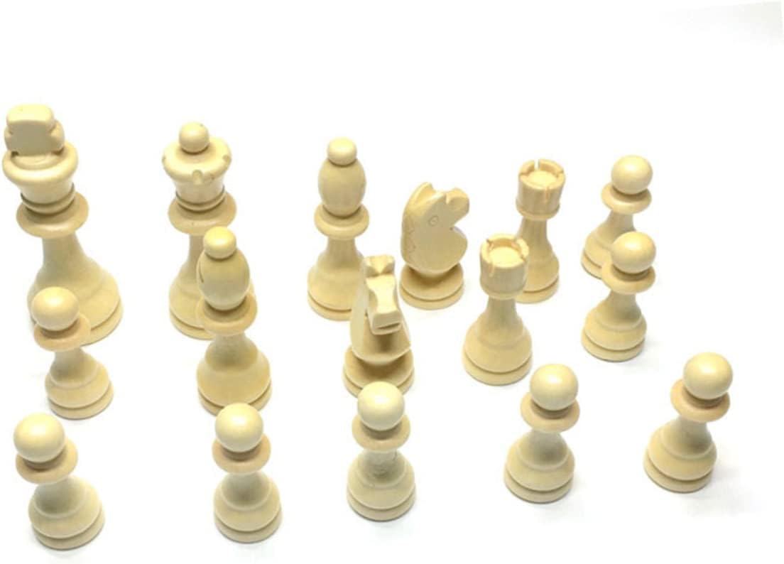 Abaodam 32 Pièces Echecs Chinois Roi Et Reine des Échecs Style D'échecs Échiquier Jeu D'échecs Portable Figurine De Pions D'échecs Jeu D'échecs à La Mode Blanche Bambou