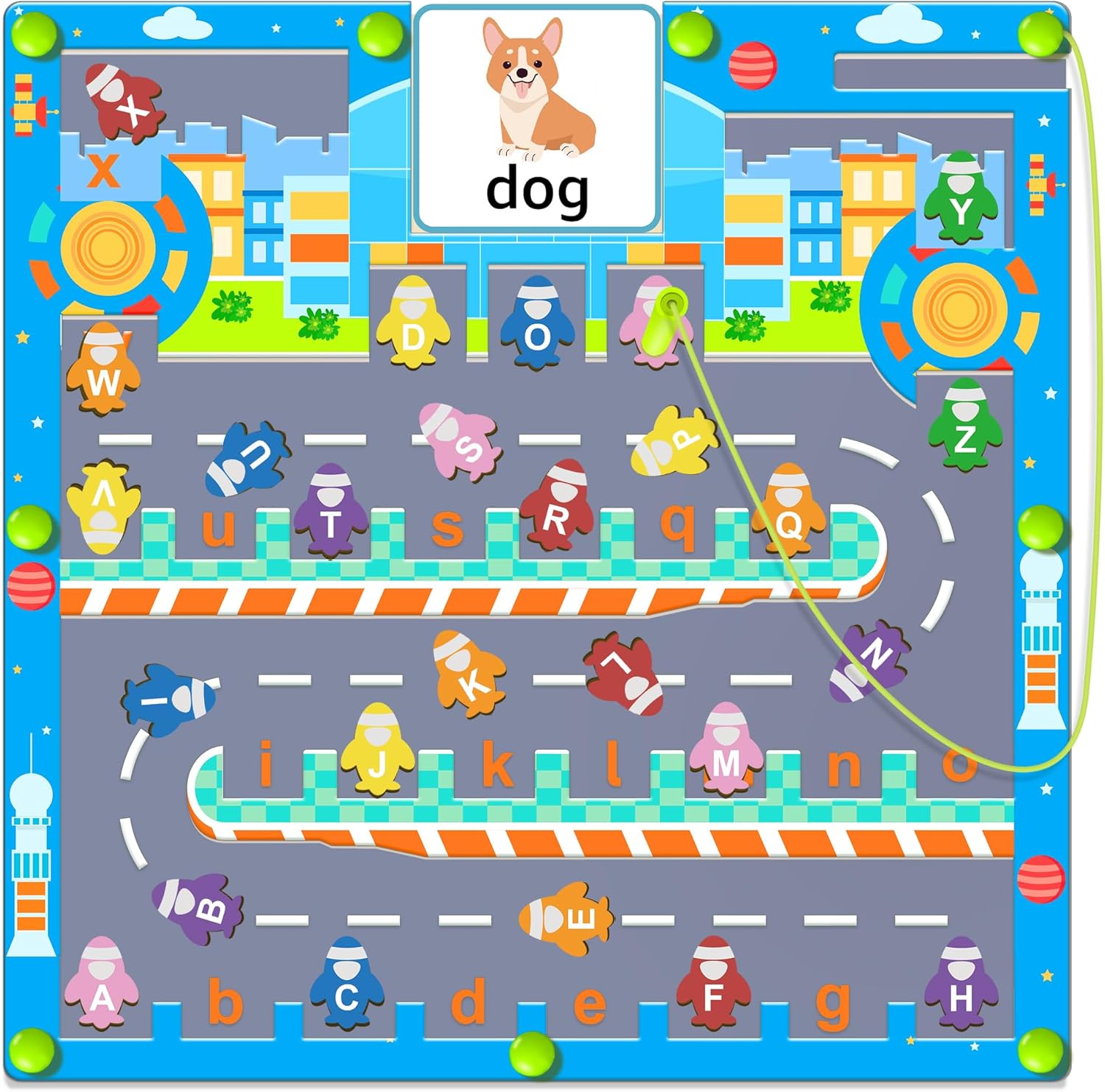 Labyrinthe Magnetique Jeux Montessori Enfant, Parcours Motricité Fine Holz Puzzle pour Apprendre l'Alphabet et Mots, Jeu Educatif Activite Enfant 3 4 5 Ans, Cadeau Garcon Fille pour Anniversaire Noël