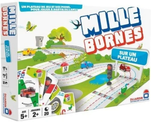 Mille Bornes sur un Plateau - Grand classique – Jeu de société – Jeu de plateau – A jouer en Famille ou entre Amis – Jeu familial – 2 joueurs et plus – Dès 5 ans Mille Bornes Plateau