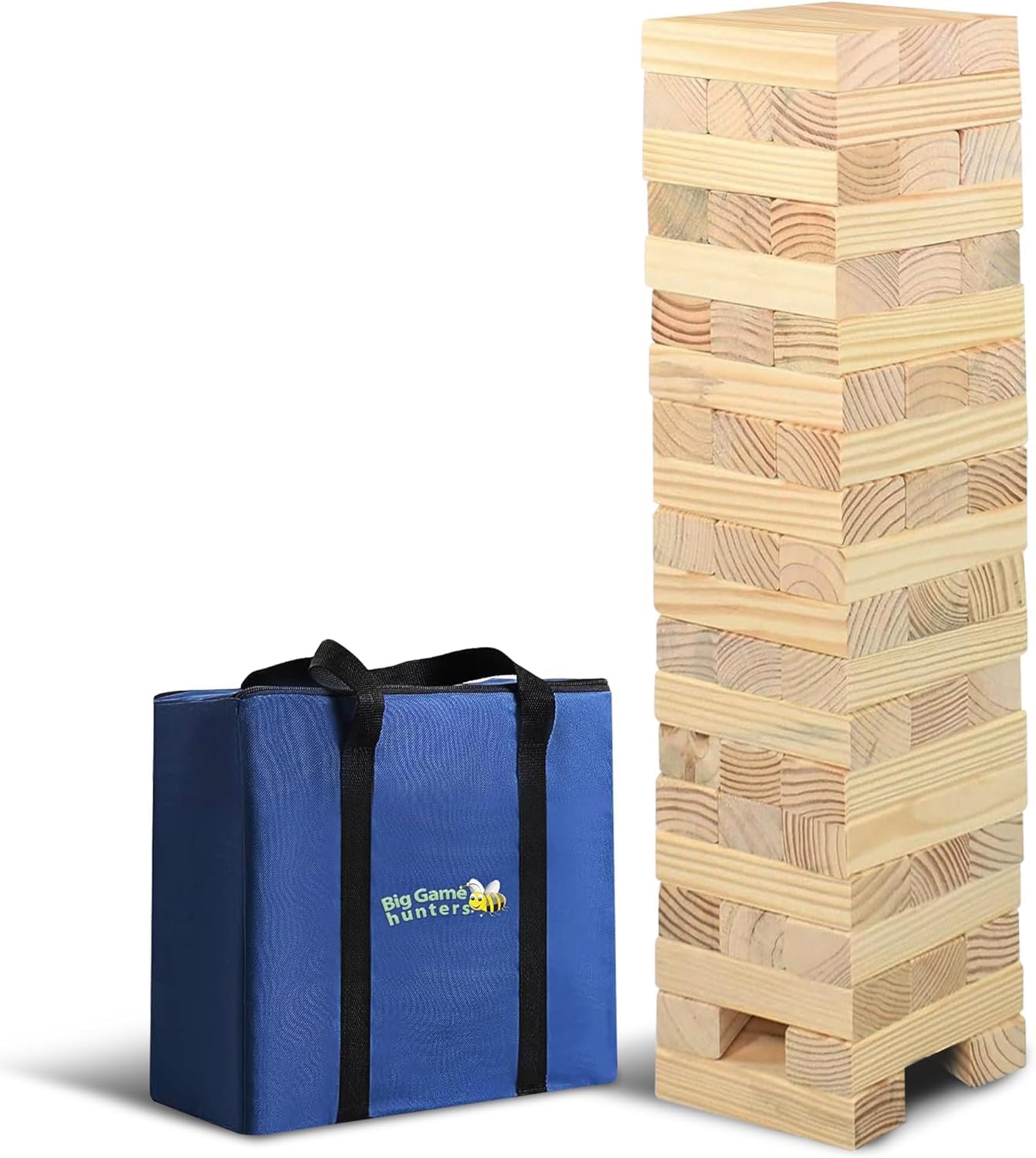 Big Game Hunters Jumbo Hi-Tower dans Un Sac, Construit Une Tour De 0,6 Mètre À 1,5 Mètre – Jeu De Empilage Et Tomber Géant en Bois De Pin Massif