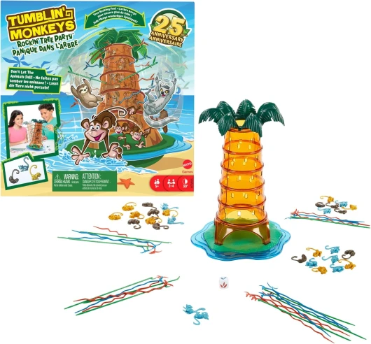 SOS Ouistiti : Panique dans l’arbre Jeu de société pour soirées en famille, soirées jeux, voyages et camping, HTW65 Multicolore