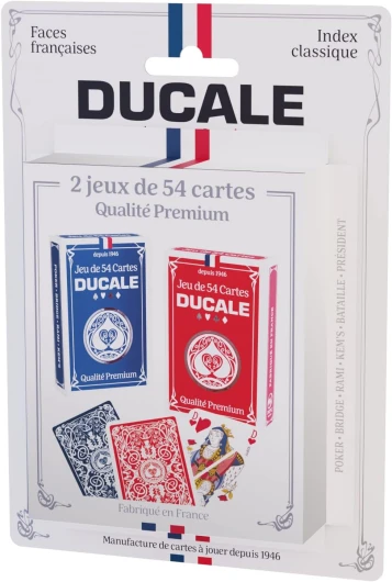 Ducale Origine - 2 Jeux de 54 Cartes - Jeu de Rami - Qualité Premium Nouvelle version - 2 x 54 cartes à jouer