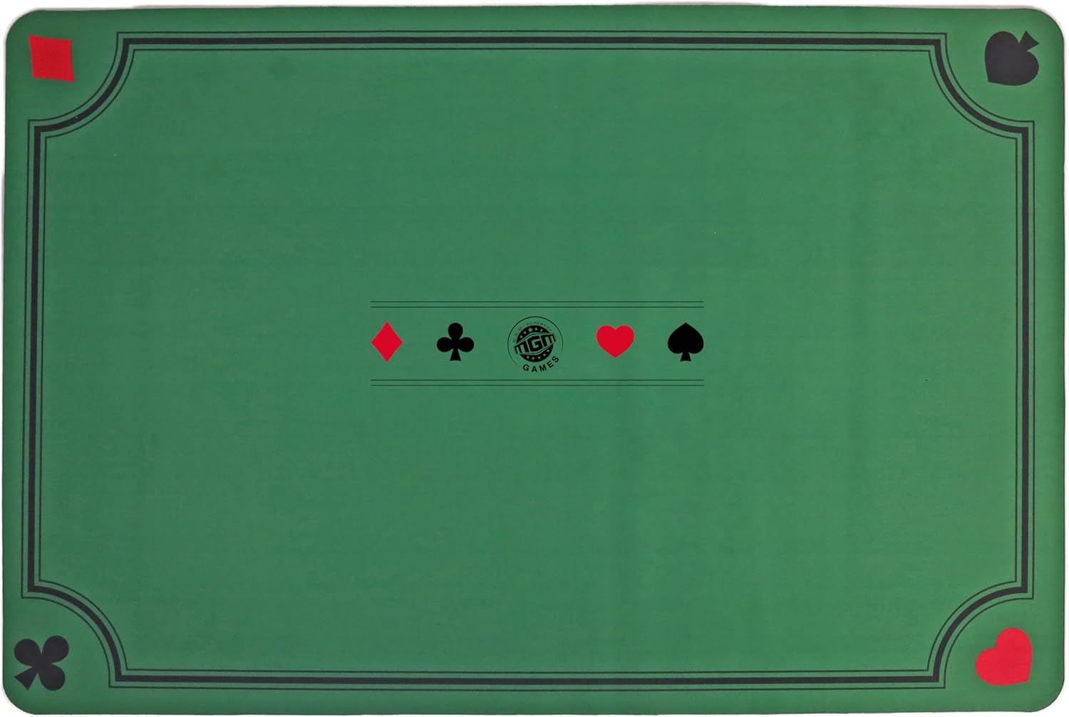 Tapis Cartes-140352-Vert-Antidérapant-2 à 6 Joueurs-Cartes à Jouer-Jeux de Société-Confortable-Belote-Poker-Tarot-Contrée-60 cm x 40 cm, 140352