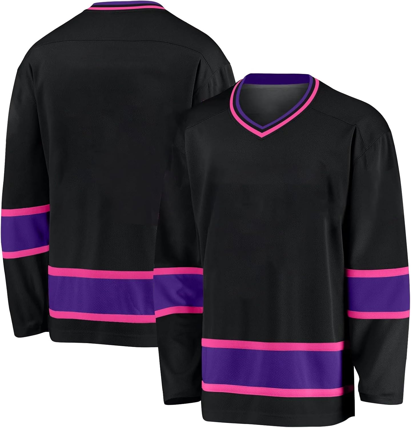 Maillot de Hockey personnalisé,Concevez Votre Maillot de Hockey personnalisé avec Votre nom/équipe/numéro, Maillot de Hockey avec nom adapté aux Cadeaux pour Enfants et Adultes Style 7 KAN0827A Noir Taille unique