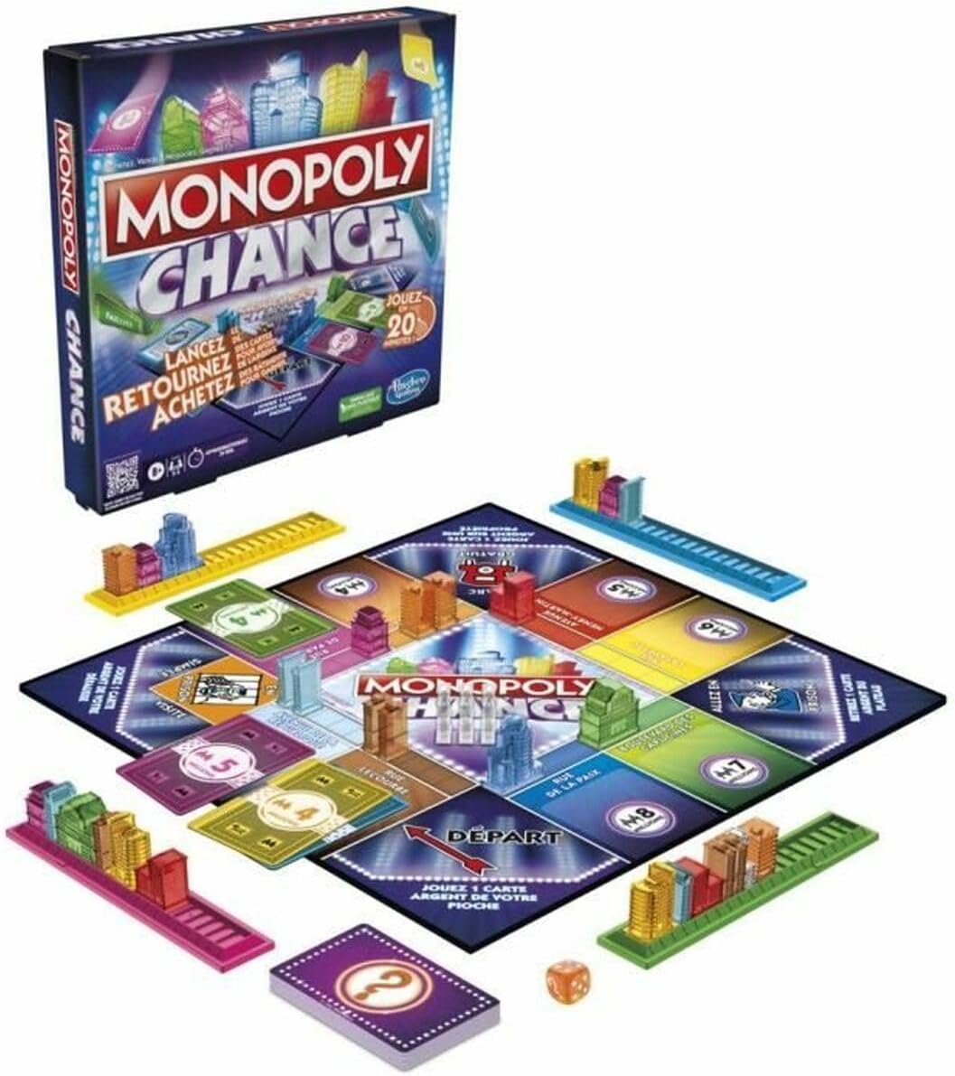 Monopoly Chance, Jeu de Plateau Monopoly Rapide pour la Famille, pour 2 à 4 Joueurs, Environ 20 Min.