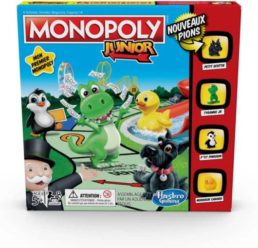 Monopoly Junior, Jeu de Societe pour Enfants, Jeu de Plateau, Version Francaise Exclusivité sur Amazon, 2 à 4 Joueurs