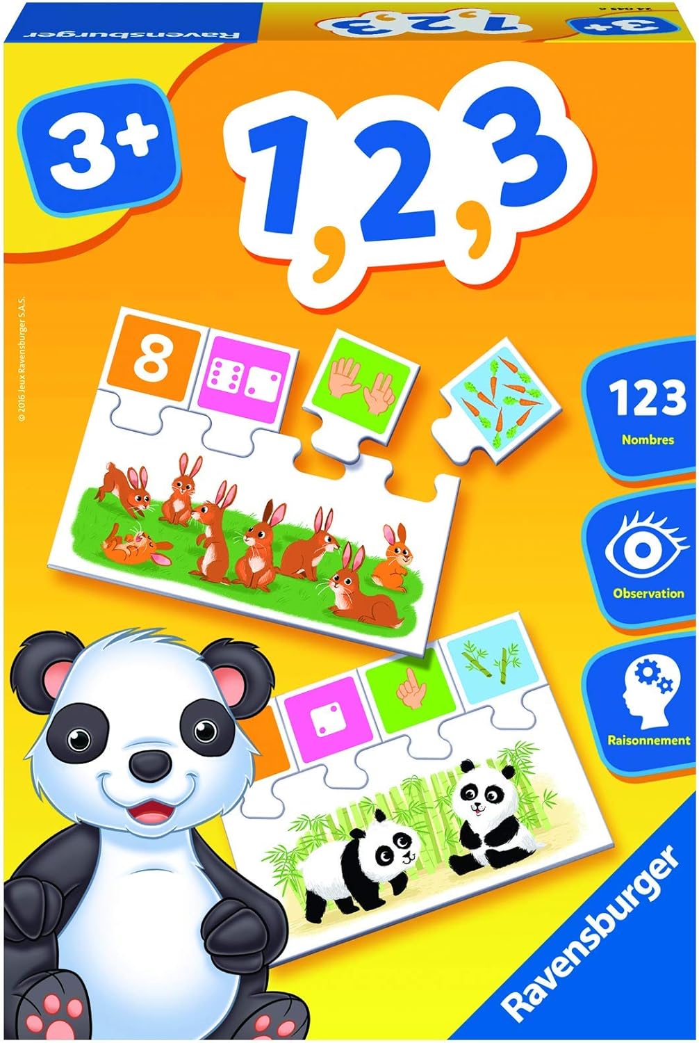 Jeu Educatif - 1, 2,3 - Apprentissage ludique des nombres jusqu'à 10, quantités et premières notions de calcul - A partir de 3 Ans - 24045