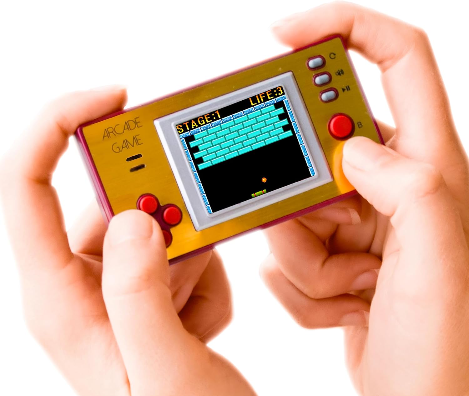 ® Mini Console de Jeu Rétro - Console de Jeu Portable Arcade avec 150 Jeux - Console Rétro Portable - Console de Jeux Vidéo Rétro avec Kames Classiques - Cadeau Parfait - 9×5×2cm - Or