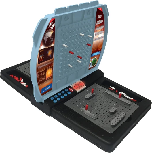 , Bataille Navale Parlante (Français Anglais Espagnol Portugais), Jeu de société électronique 1 ou 2 Joueurs, Interactive, Effets Lumineux et sonores, stratégie, à Piles, Gris/Noir, GT2800i1