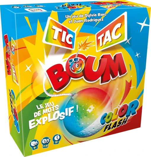 Asmodee - TIC TAC BOUM Color Flash - Jeu de Cartes Explosif pour Enfants dès 8 ans - Jeu de Mots, Défis & Rapidité - Jeu de Société Famille - 2 à 12 Joueurs - 15 Min - Version Française