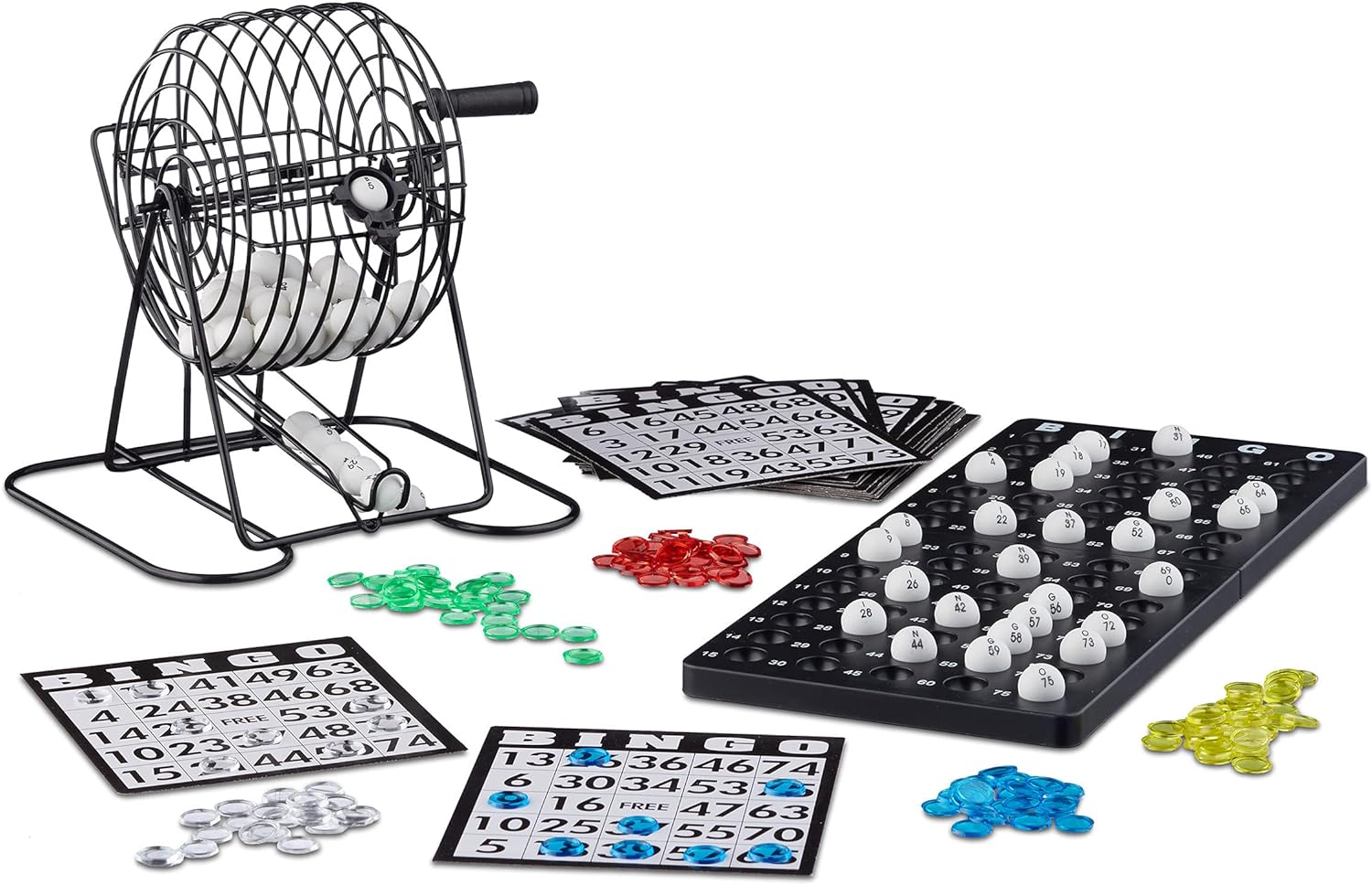 Société Bingo boulier en métal Lotto tombola Jeux de Hasard Chance HxlxP- 20 x 17,5 x 21,5 cm, Noir, 10021014 - Version Anglaise