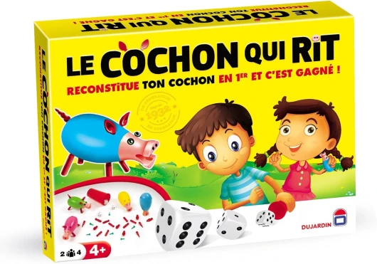 Le cochon qui rit à 4 - jeu de société - Reconstitue ton cochon en premier - 1 jouer en famille et entre amis - 2 à 4 joueurs - Dès 4 ans, Jaune PAR 4