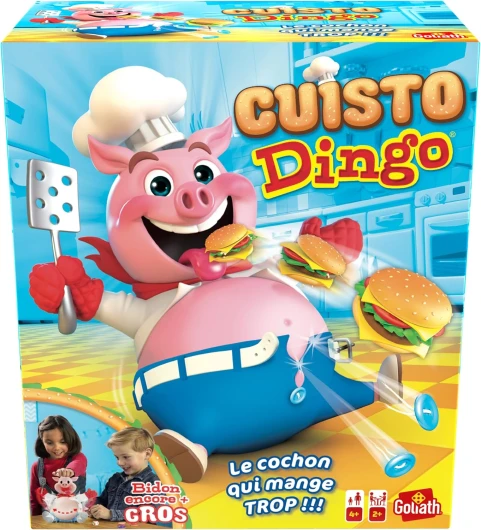 CUISTO DINGO - Jeu de Société pour Enfants - Amusez-vous à Nourrir le Cochon sans Faire Exploser son Ventre - Jeu Rigolo dès 4 Ans - Jouez en Famille ou entre Amis - 2 à 4 joueurs - 15 Min
