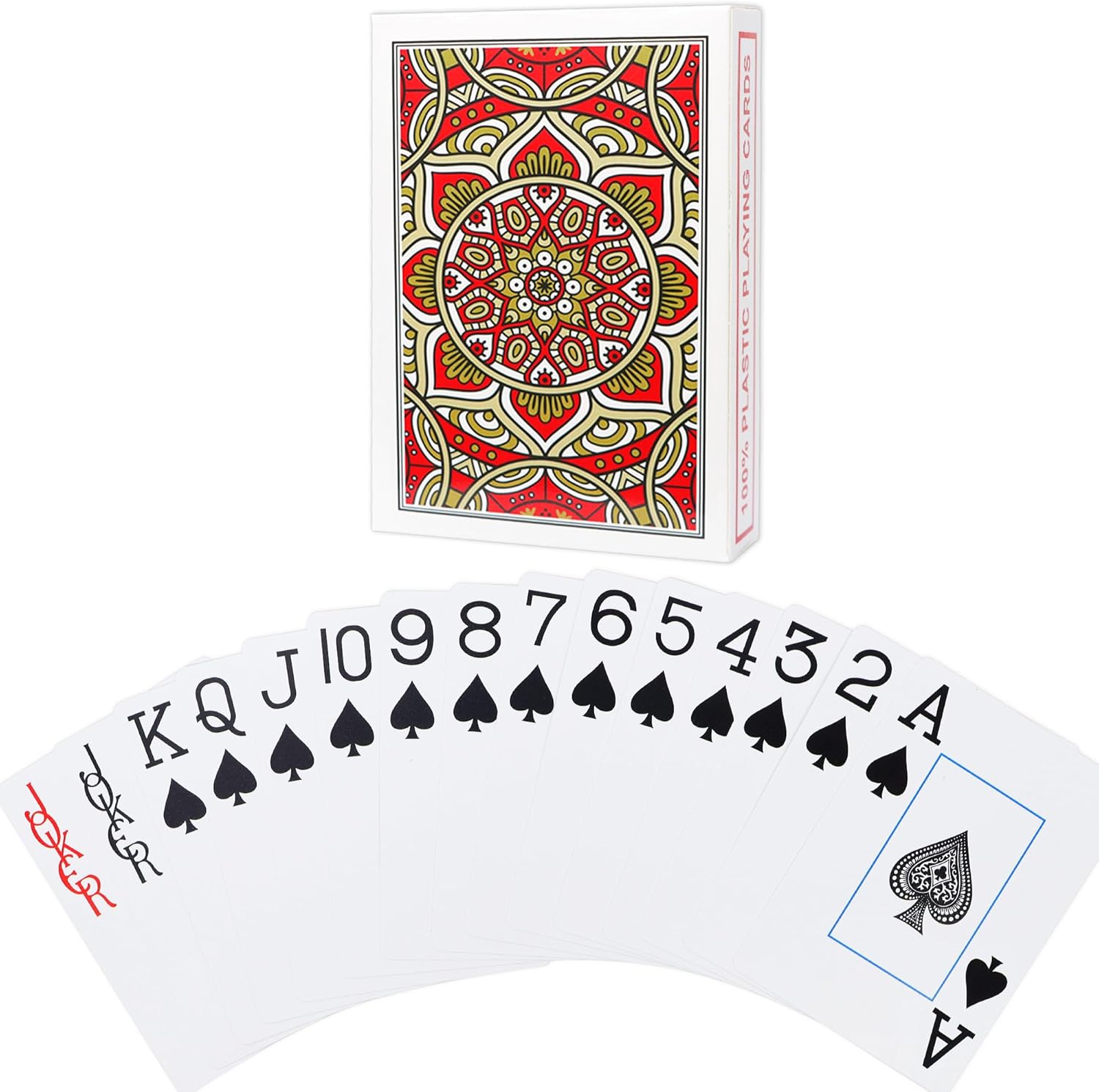 Aomaic Jeu de Carte Waterproof Cartes Poker Plastique Index Jumbo Jeux de Cartes Waterproof Poker Professionnelles Cartes à Jouer de Texas Holdem Poker (Rouge)