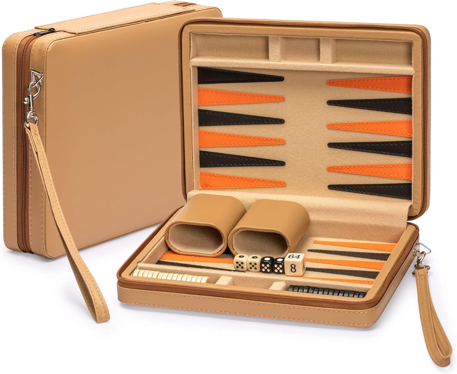 Ensemble de Jeu de Mini-Backgammon de Voyage magnétique en Similicuir Yellow Mountain Imports, Bozcaada - Plateau de 23,5 centimètres