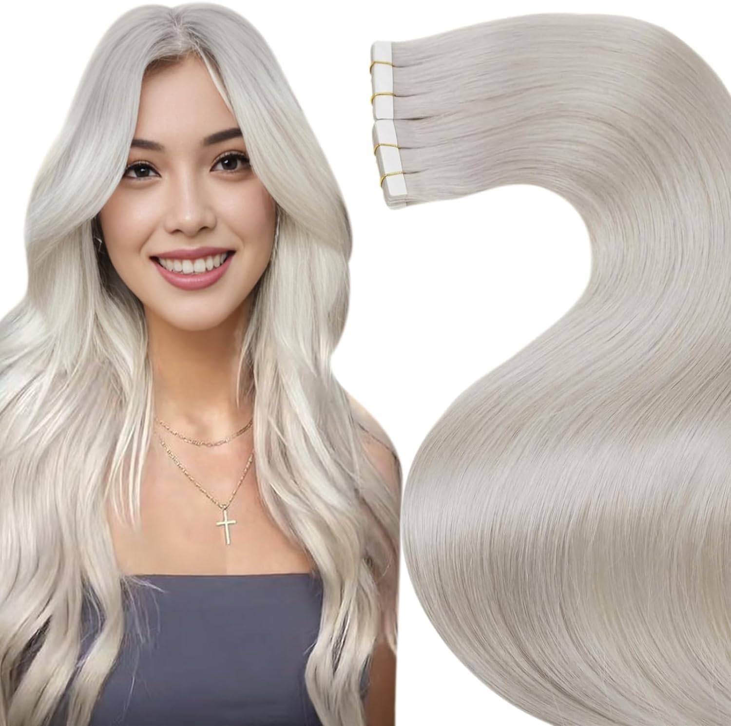 Extension Adhesif Cheveux Naturel Blond Platine Adhesive Extension Cheveux Blond Platine Skin Weft 35cm 40g/20pcs Extension Cheveux Adhesive Humain Platine Lisse #60 35cm-20pcs 2.1#60