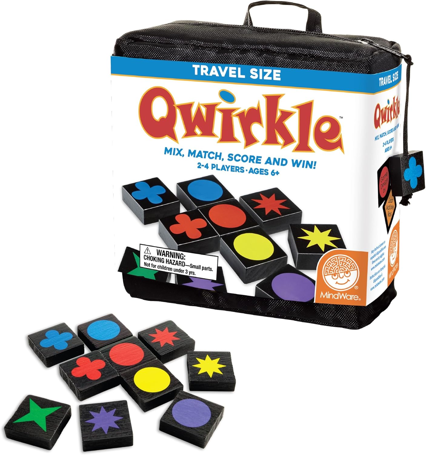 Mindware , Qwirkle: Travel Edition , Miniature Game , Ages 6+ , 2-4 Players , 45 Minutes Playing Time