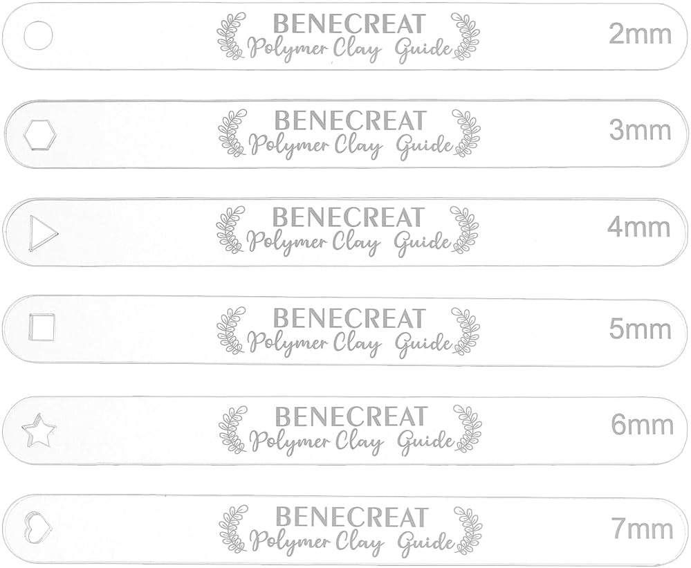 12 guide de Profondeur Argile Polymère de 6 tailles Argile Polymère de Guide de Profondeur Acrylique de 19.5x200mm avec Film Protecteur pour L’Épaisseur de L’Argile Polymère de Poterie 2~7mm