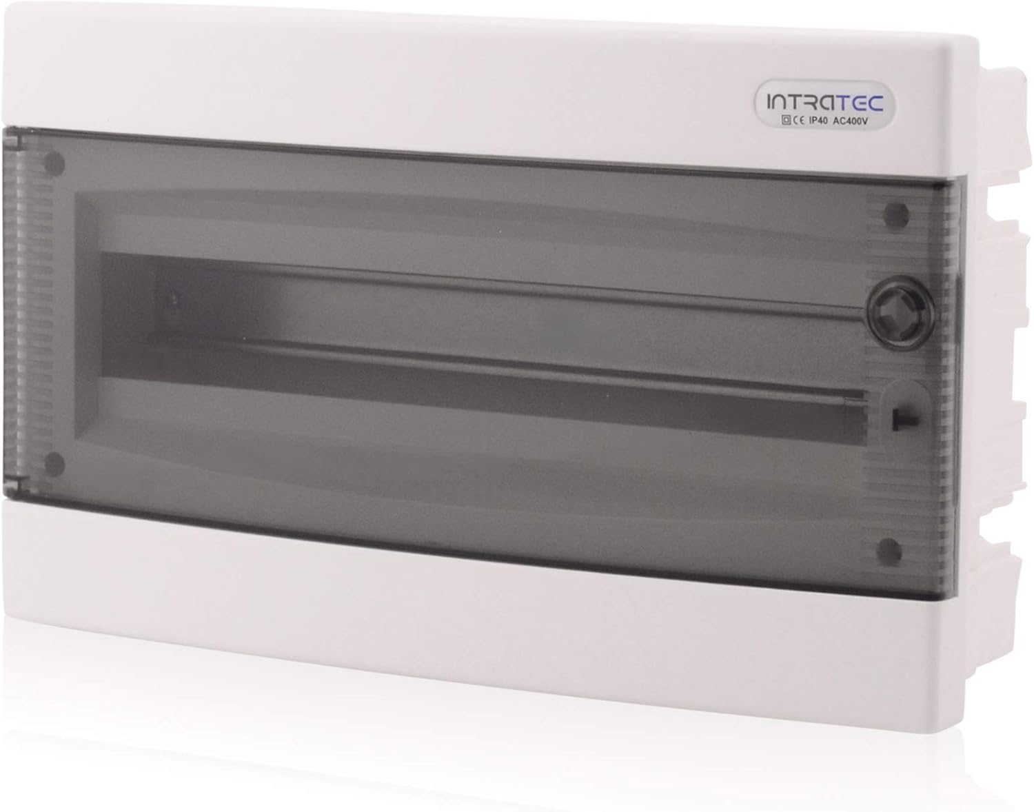 Intratec Coffret de distribution encastré IP40 boîtier 1 rangée jusqu’à 18 modules porte transparente, pour installations en milieu sec, 392 x 232 x 106 mm