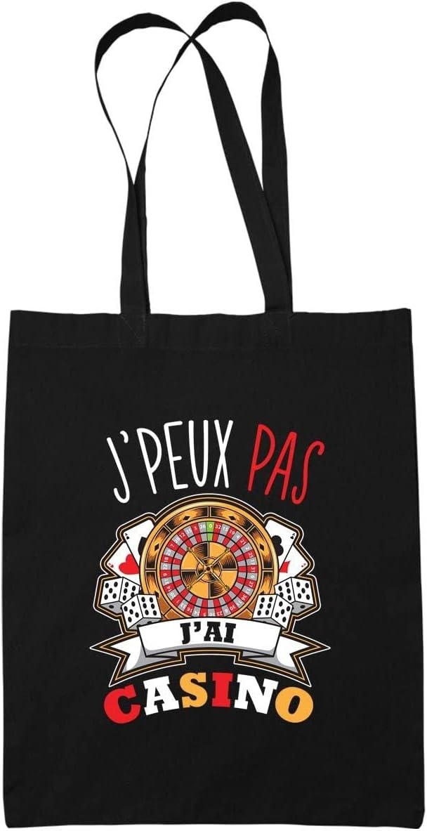 Sac Tote Bag Casino Je peux pas Noir - Sac caban en toile coton idée cadeau anniversaire