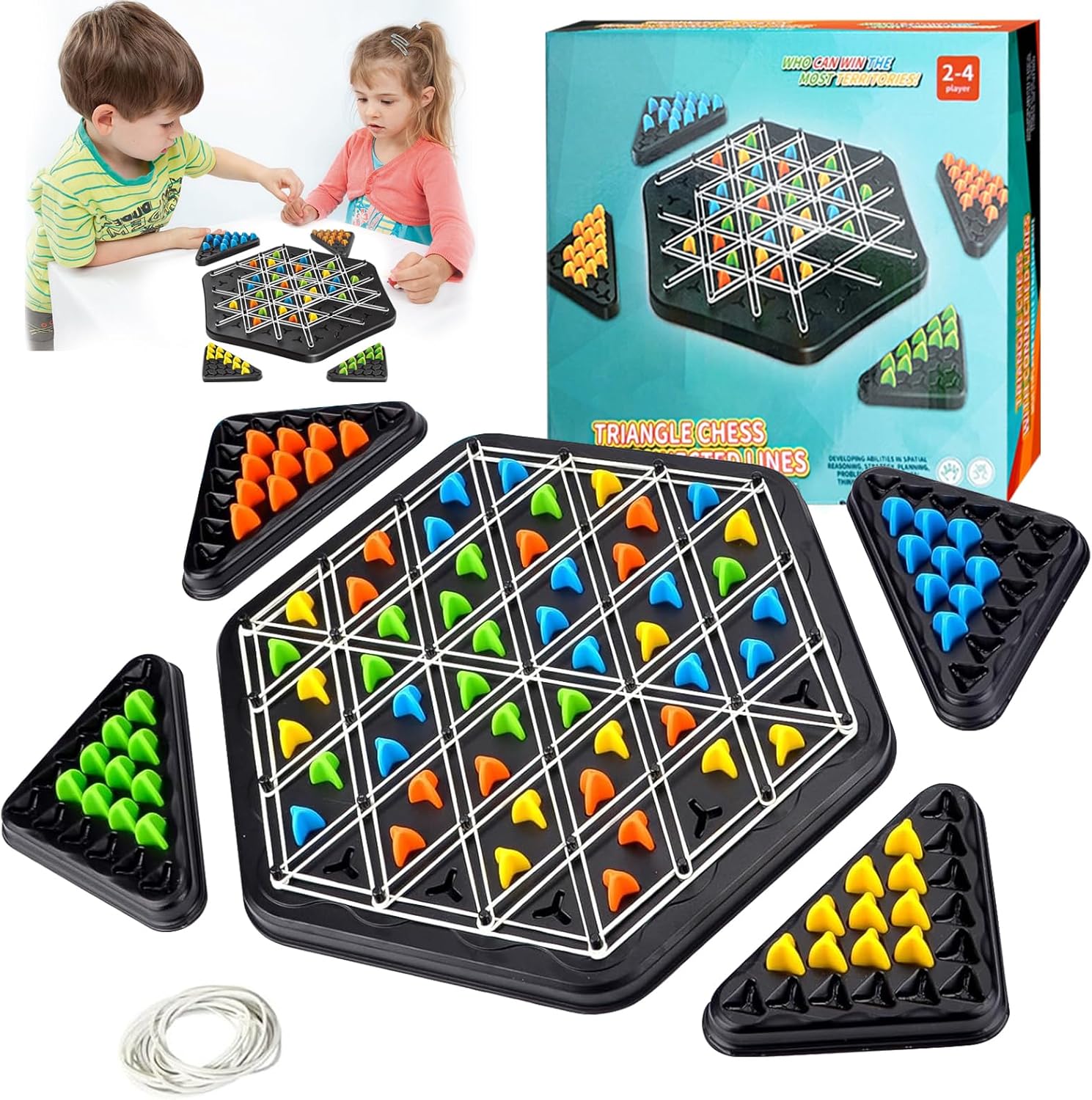 Triggle Jeu Élastique, Jeu De Triangle en Chaîne, Triggle Jeu, Triggle Game Jeu triggles, Jeu D'échecs en Chaîne Triangulaire, Triggle Jeu éLastique Cadeau pour Enfants GarçOns Et Filles