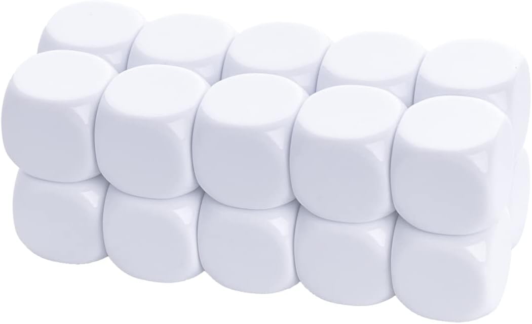 KAIHENG 22mm, Lot de 20 Dé Neutre à Personnaliser, Jeux dé en Plastique avec Coins arrondis, Jeu de société Parfait pour Les écoles, Les créateurs de Jeu et l'enseignement des mathématiques
