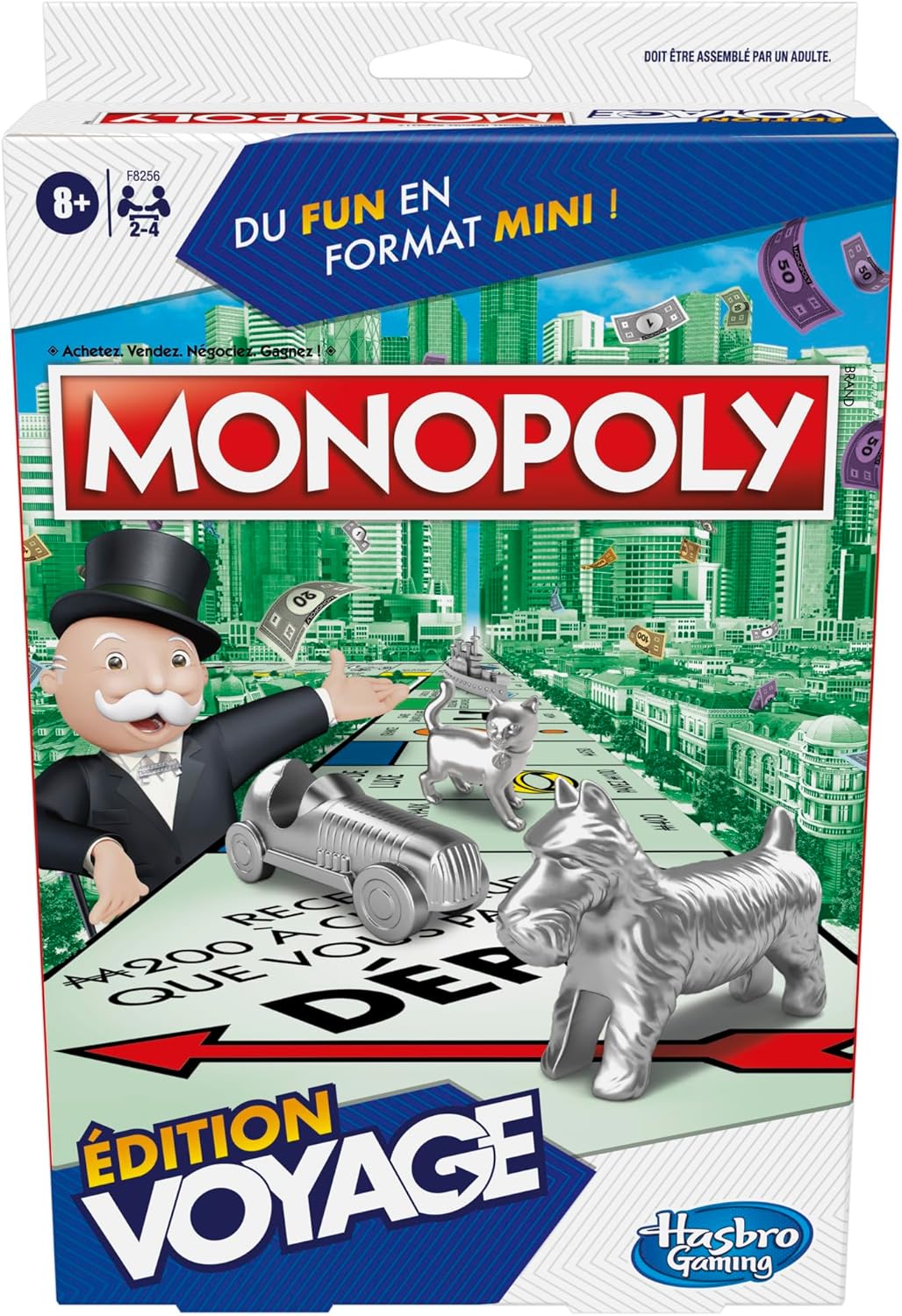Monopoly Édition Voyage, Jeu de Plateau Portable pour 2 à 4 Joueurs, pour Les Fans de Jeux de Société Familial Dès 8 Ans, pour Les Voyages et Les Vacances, Version Française