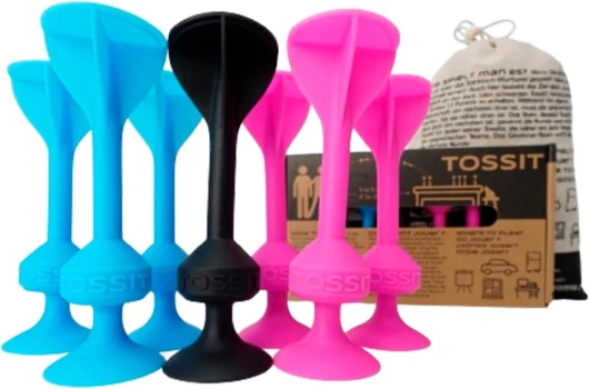Jeu fléchette Ventouse, pétanque intérieur extérieur pour Sol et Mur, Silicone Puissant et Durable, Rose Bleu