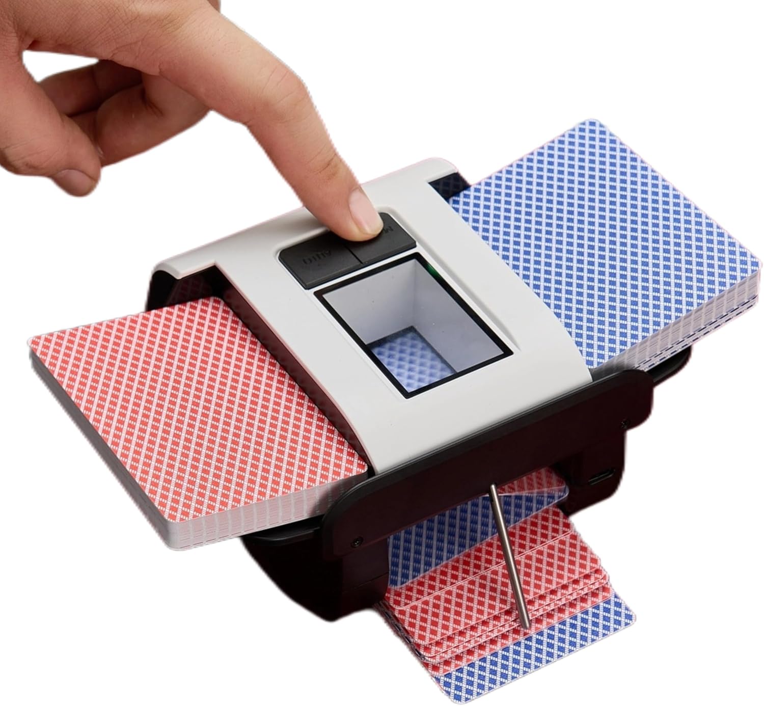 CUIYKAI Mélangeur de Cartes Automatique Rechargeable 2000mAh, 1-2 Ponts, pour Jeux de Cartes UNO, Poker, Belote, Pinochle, Cassino, Texas Hold'em, Blackjack