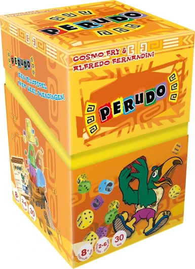 Asmodee - Perudo - Jeu de Dés et de Bluff pour Enfants dès 8 ans - Jeu d'Ambiance et Stratégie Familial avec 5 Dés & 1 Gobelet - Jeu de Société avec Sac de Voyage - 2 à 6 Joueurs - Partie 30 Min