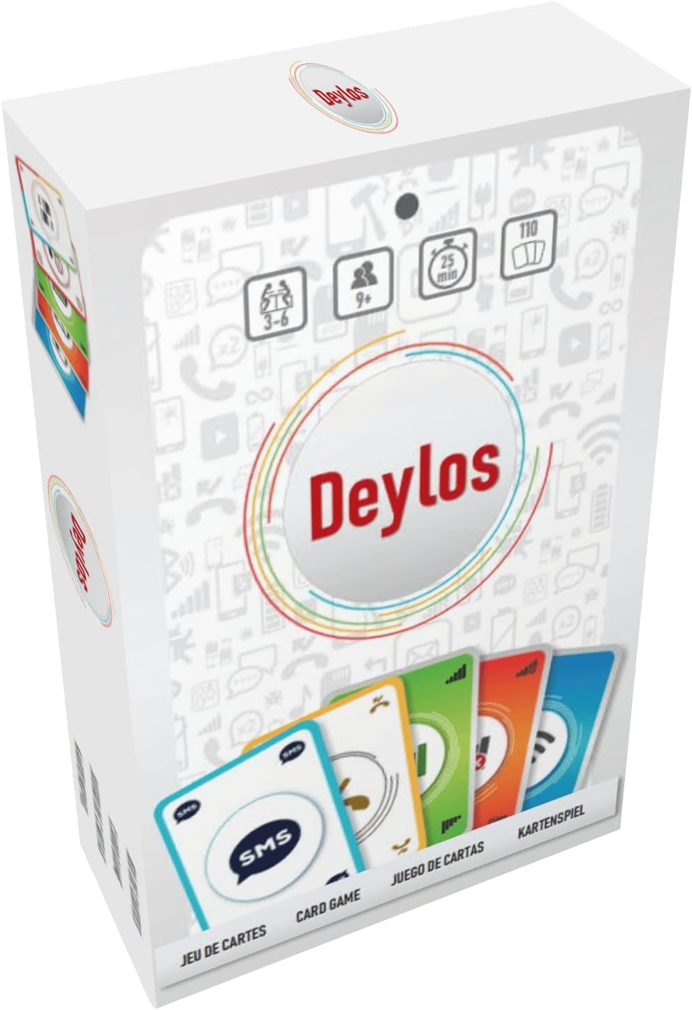 Deylos - Nouveau Jeu de société, Jeu de Cartes stratégique et Familial - Jeu d'ambiance en Famille et Entre Amis - Jeu de soirée sur Le thème des Smartphones - Ne nécessite Pas de téléphone