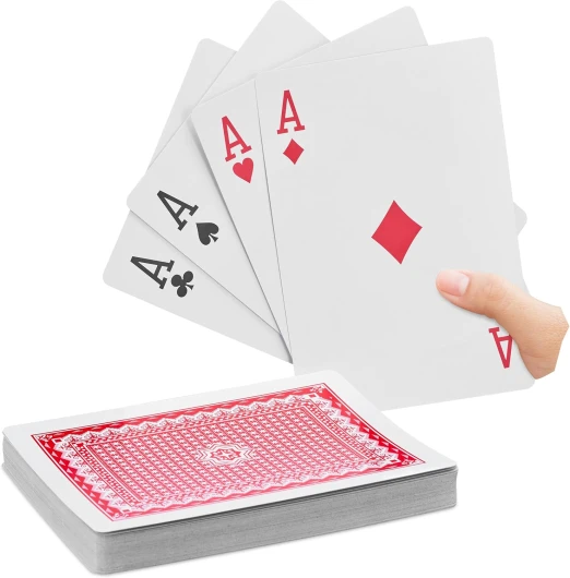 Cartes de Poker Jumbo, Jeu de 54, Accessoire de Casino en Plastique XXL, Amusant ou déco, 18 x 13 cm, coloré