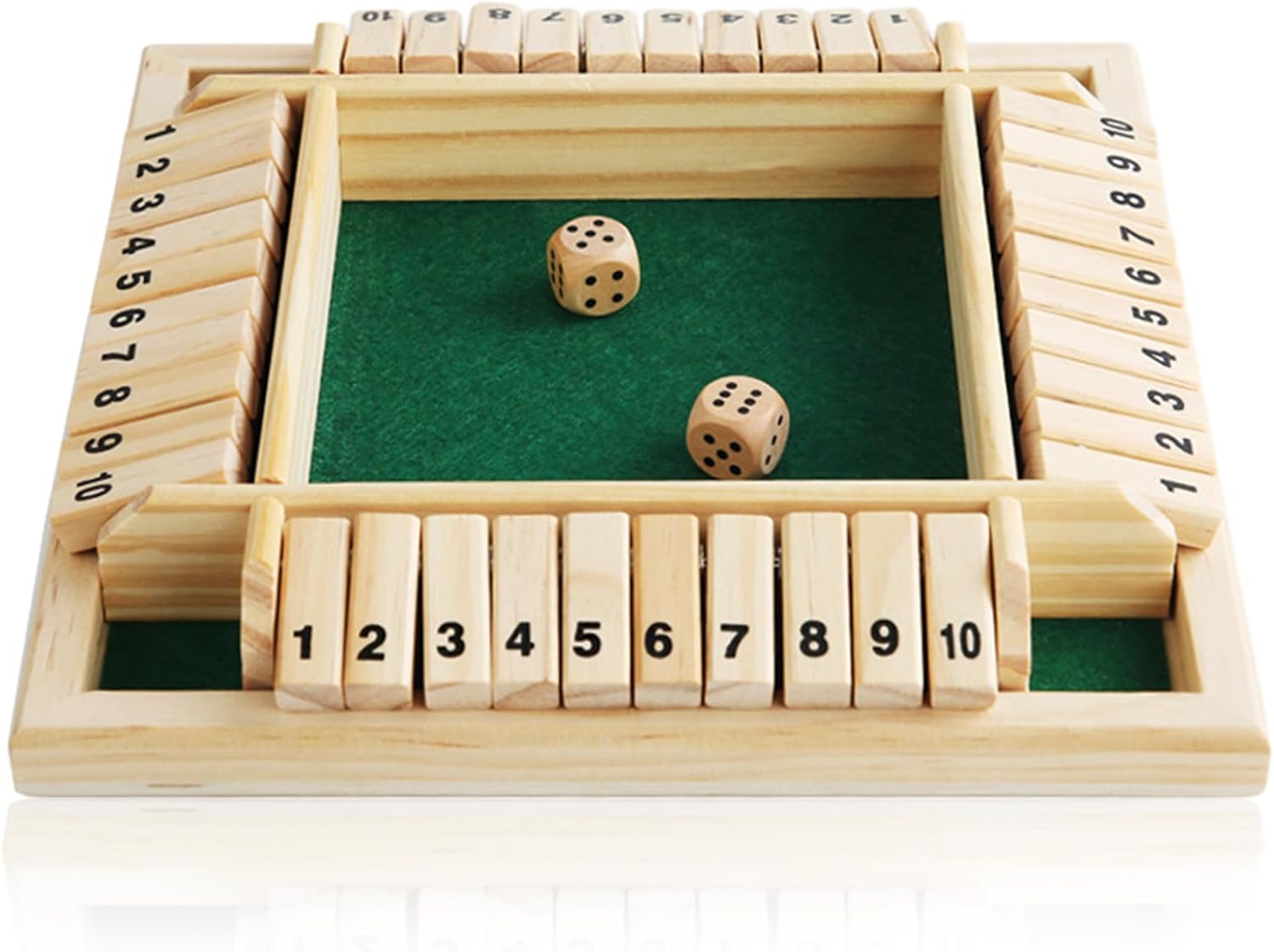 Lithyc Shut The Box Würfelspiel – DéS de Jeux Bois pour 1 à 4 Joueurs – Jeu de Table en Bois pour La Maison, La FêTe Ou Le Bar (Vert)