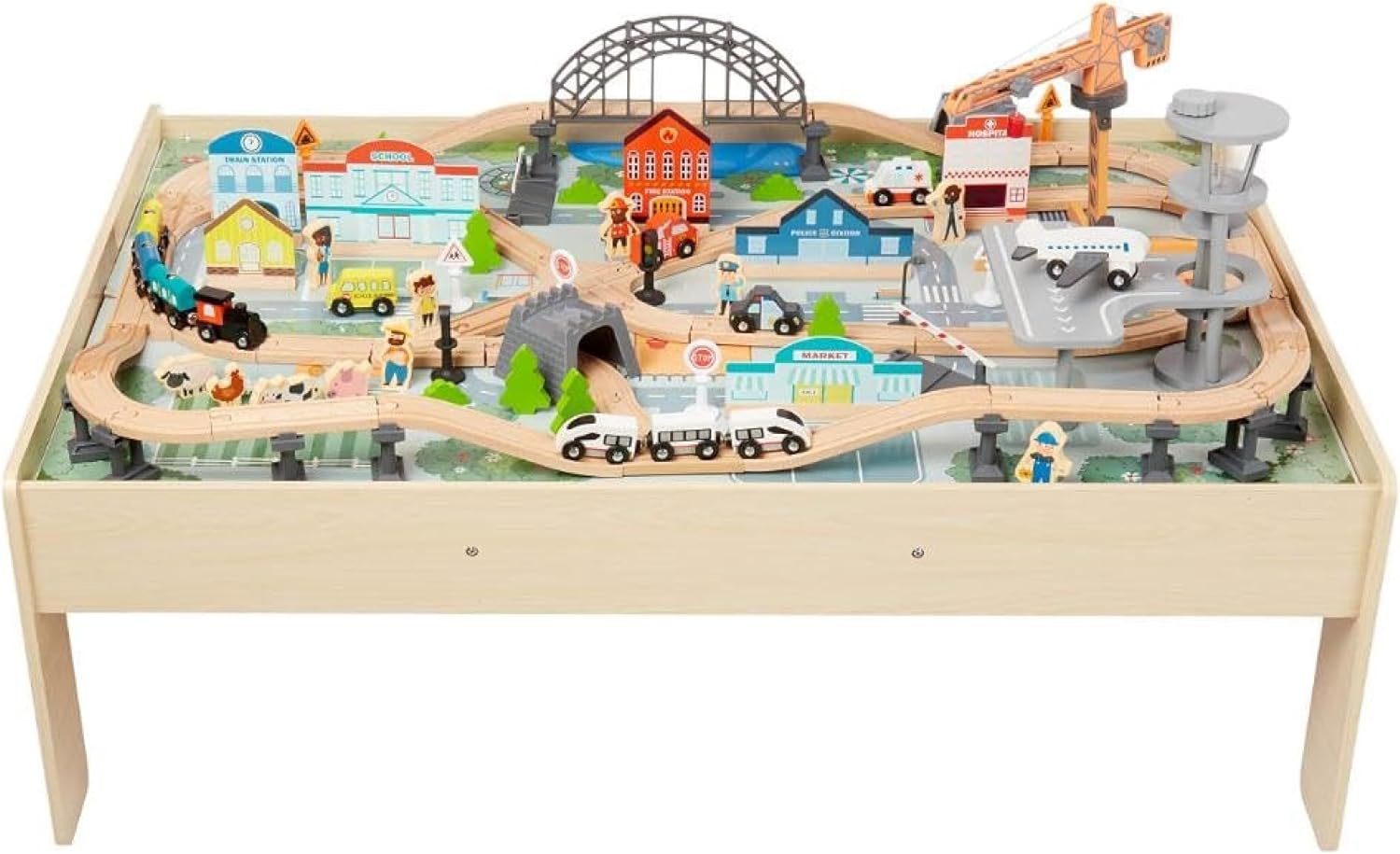 120 unités, lot de 1 Ensemble petit train avec table, Multicolore, 120.4 x 85 x 41 cm