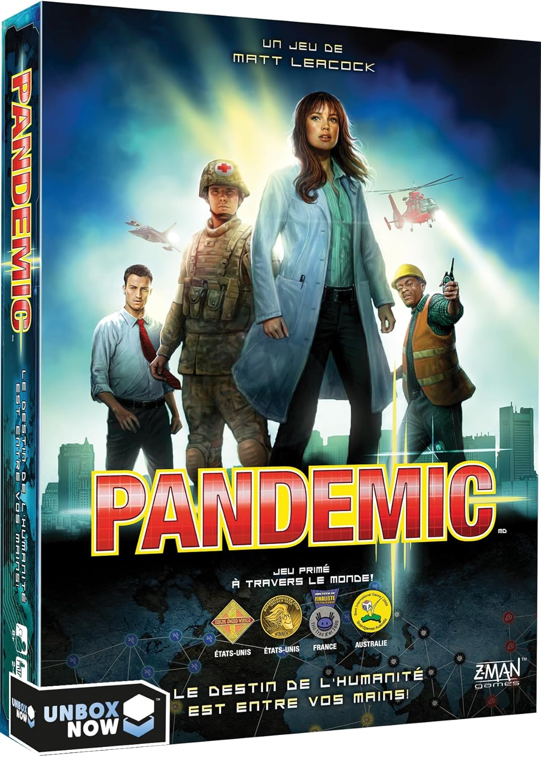 Asmodee - PANDEMIC - Jeu de Société Coopératif pour Enfants dès 8 Ans - Unbox Now - Luttez Ensemble Contre Les Épidémies - 2 À 4 Joueurs - 45 Min - Le Jeu de Base en Version Française - Z-Man Games