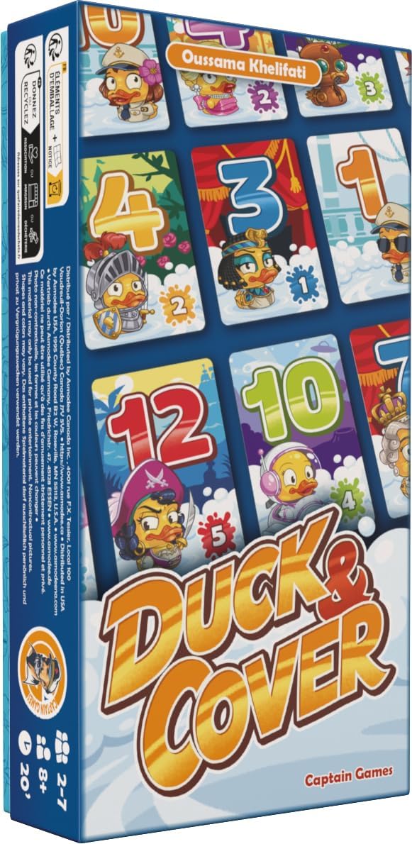 Captain Games - Duck & Cover - Jeux de société - Jeu de Cartes Rapide et Tactique à partir de 8 Ans - 2 à 7 Joueurs - 20 Minutes - Version Française