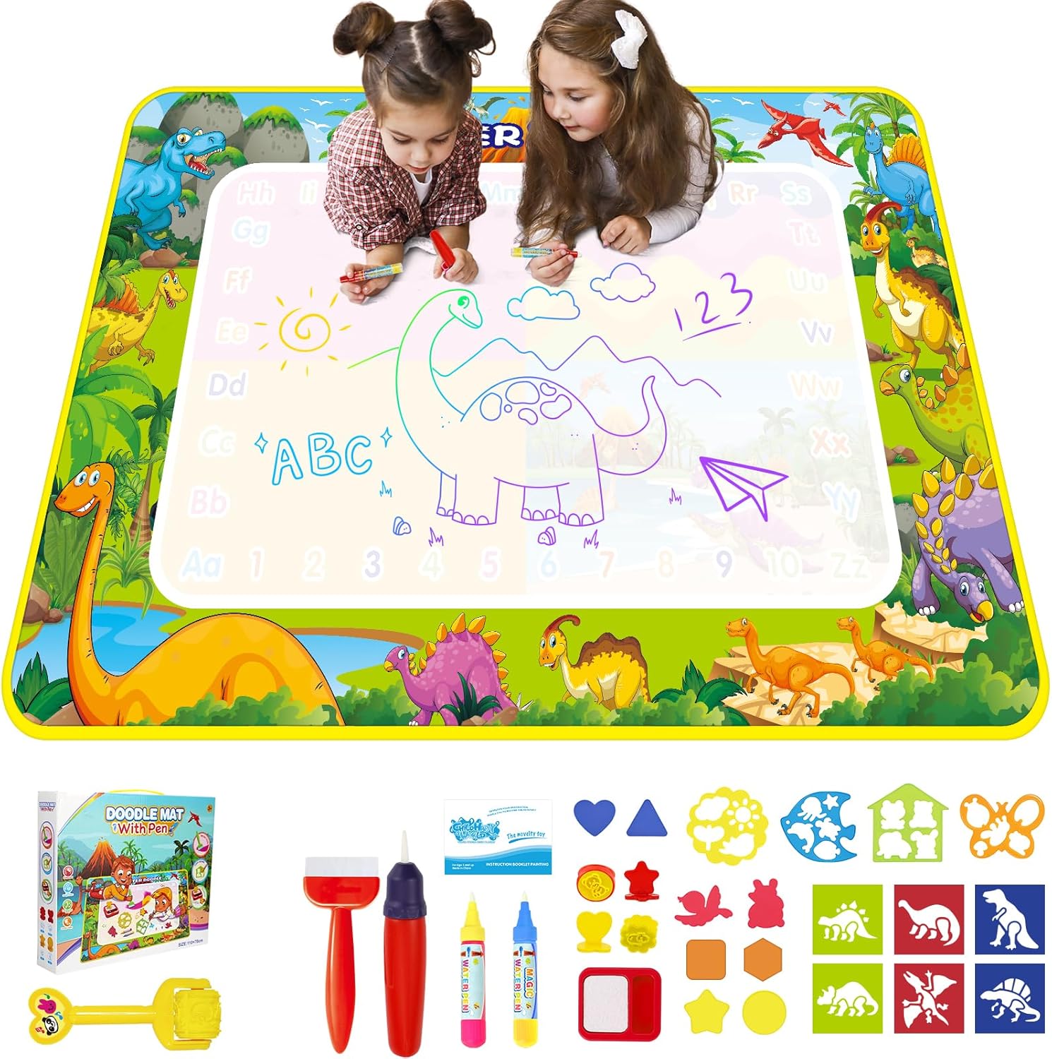 Cadeau Enfant 1-3 Ans - Tapis Dessin Eau 110 * 70cm, Jouet Bebe 1 2 3 Ans, Jouets Educatifs pour Enfants Coloriage Géant Tapis de Peinture Cadeau pour Garcons Filles Pâques Noël Cadeaux