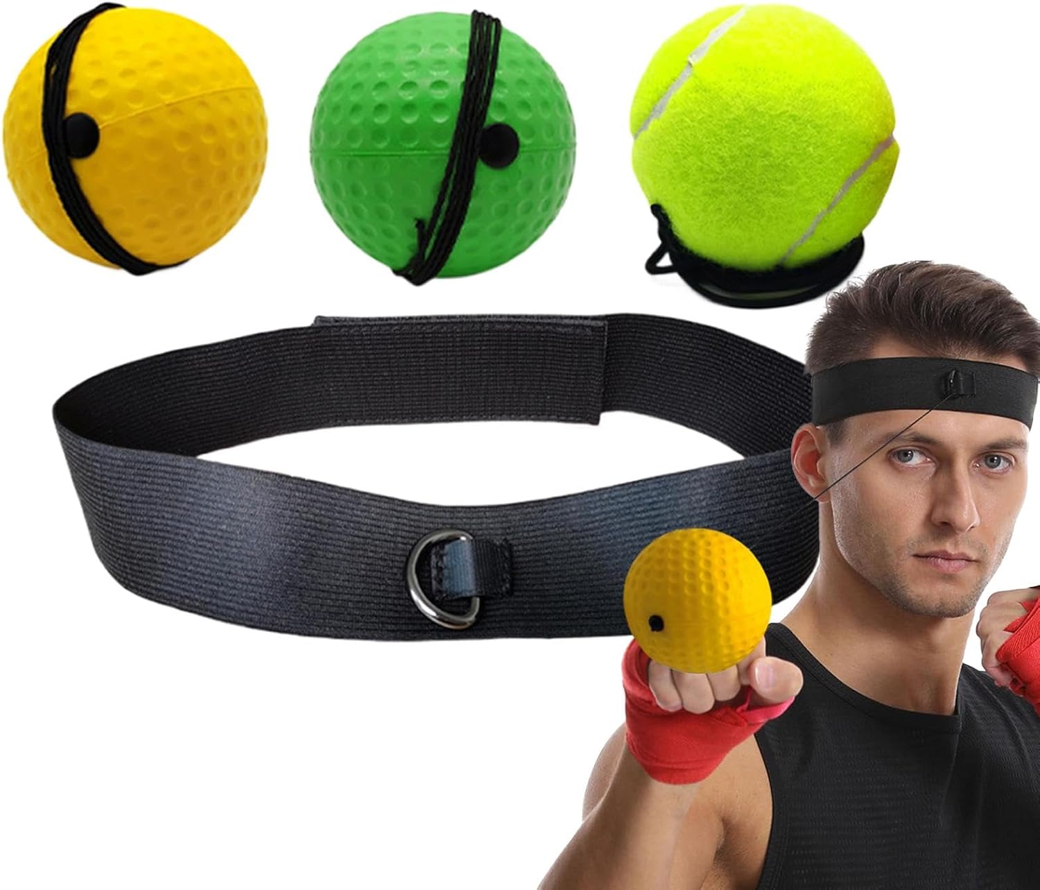 Jeu de balle de boxe, balles de réflexes de boxe pour enfants - Ballon d'entraînement de frappe avec bandeau - Interaction parent-enfant - Balle de réflexe de boxe pour réaction, vitesse de frappe