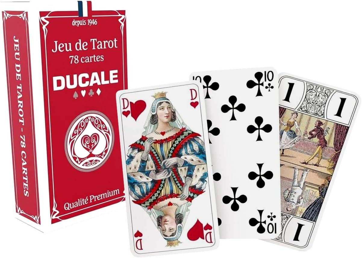 Ducale Origine - Jeu de 78 Cartes - Jeu de Tarot - Cartes à Jouer, Red, Blue, Yellow, Gold