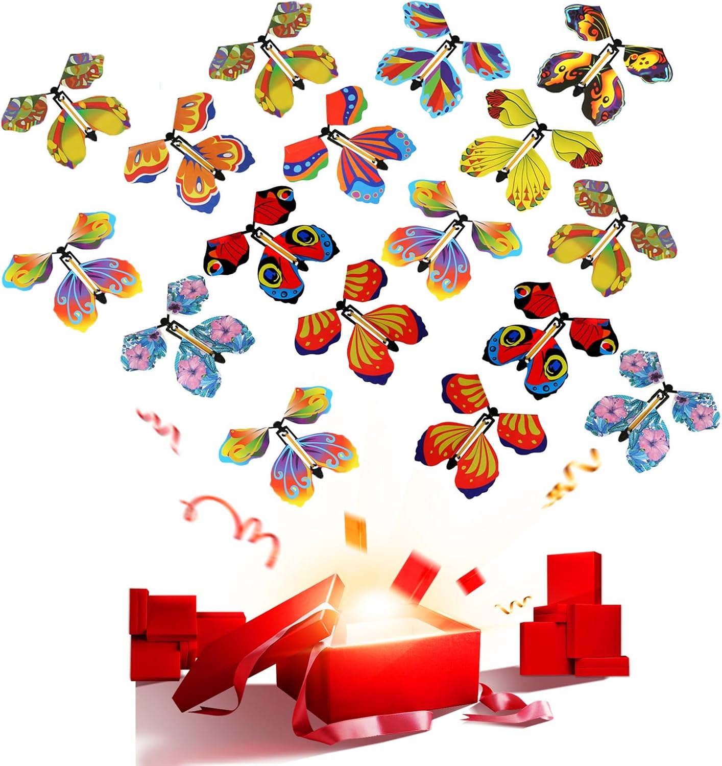 20 Pièces Jouets Magiques Papillons,Magic Butterfly Card Papillon Volant Surprise Jouet Papillon Magique Jouets Élastique Papillon Papillon Volant Magique Cadeau Surprise pour Les Enfants