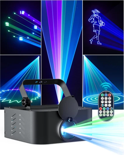 Jeux de Lumiere, Jeu de Lumiere Soiree Animées 3D, Jeux de Lumiere DJ avec Télécommande, DMX512 et Effets de Faisceau à Commande Vocale pour Fête Spectacle en direct, Club, Halloween