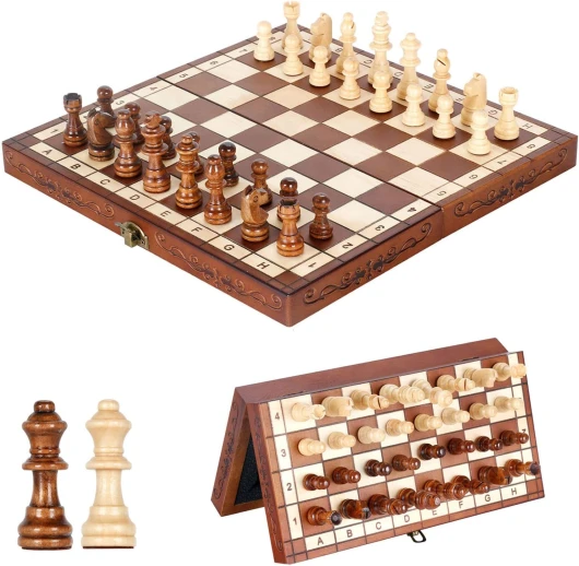 Jeu d'échecs en Bois Pliable Fait Main (magnétiques) 2 joueurs