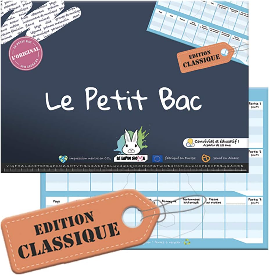 Jeu du Petit BAC - Edition Classique - Bloc prêt à Jouer de 50 Pages - Jeu du baccalauréat