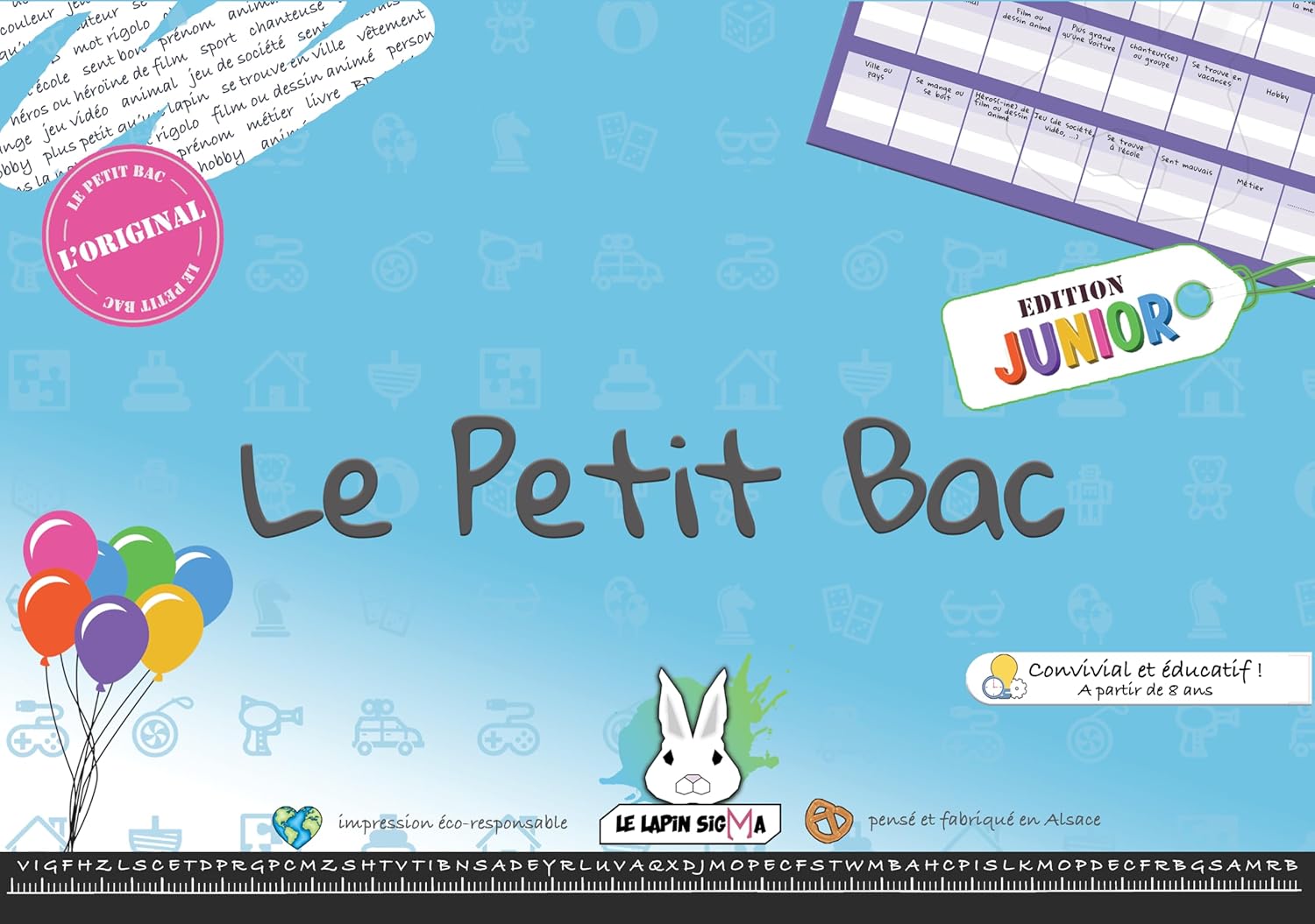 Jeu du Petit BAC - Edition Junior - Bloc prêt à Jouer de 50 Pages - Jeu du baccalauréat