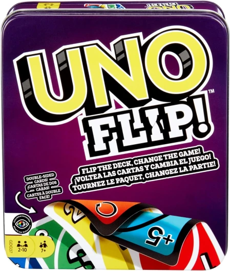 Uno Jeu De Cartes, avec 112 Cartes dans Une Boîte Métallique Robuste, avec De Nouvelles Cartes Action Étonnantes, Jouet Adultes, Enfant, Adolescent, A Partir De 7 Ans, GDG37