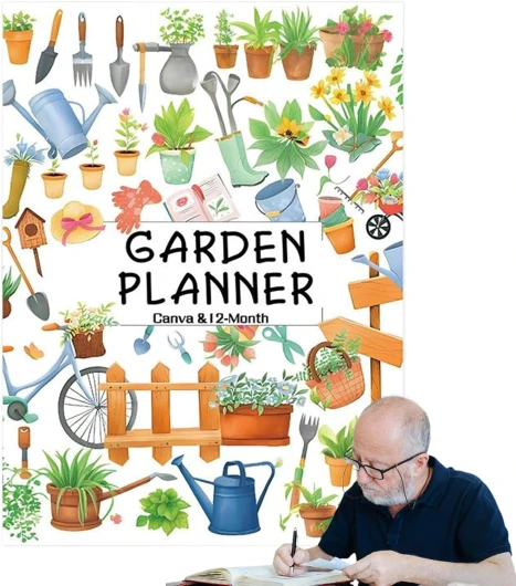 Planificateur de jardinage, livre de planification horticole complet, suivi de l'entretien des sur 12 mois, carnet de planification de jardinage pour les amateurs de 25,8 x 21 cm