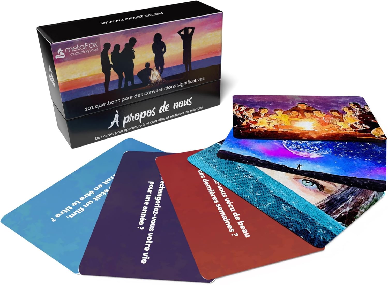 À Propos de Nous - 101 Questions pour Mieux se connaître, Jeu de Cartes de Conversation ludiques et Profondes pour Amis, Famille, collègues